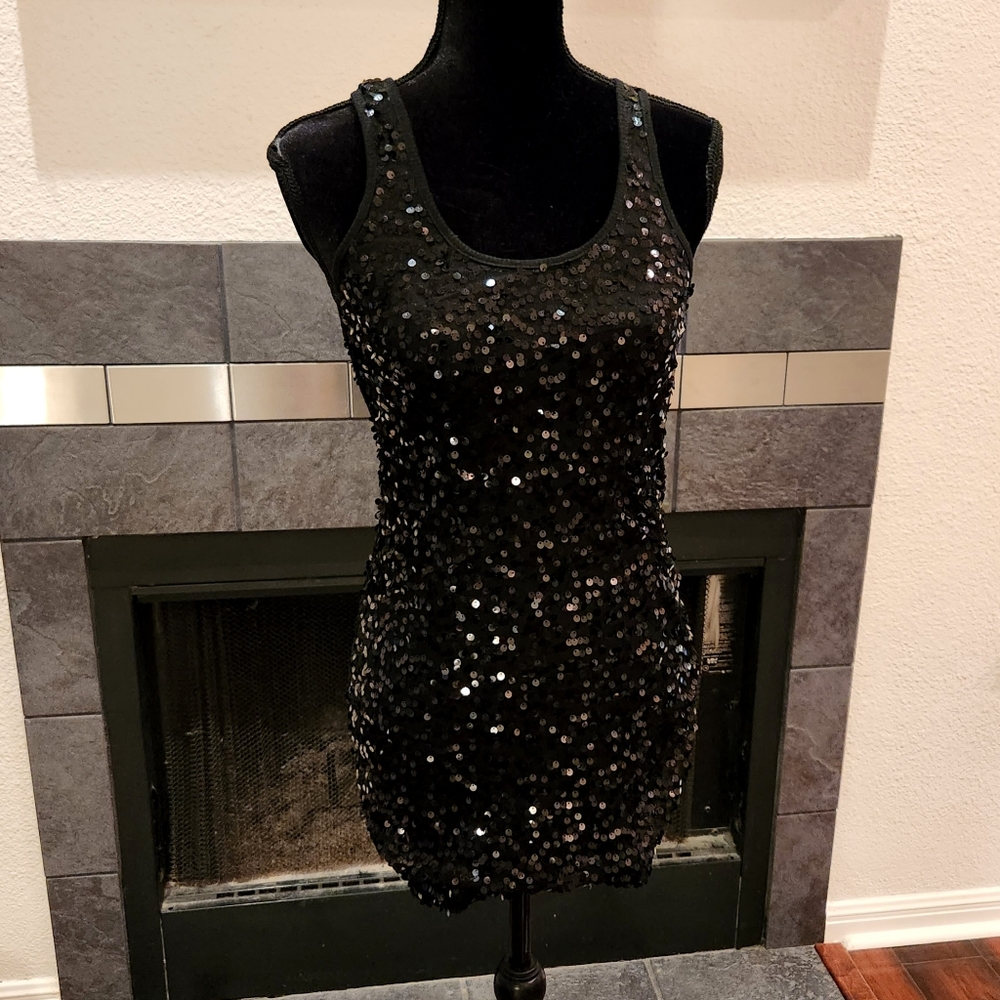 🩷 Black Sequin Glitter Stretch Tank Top